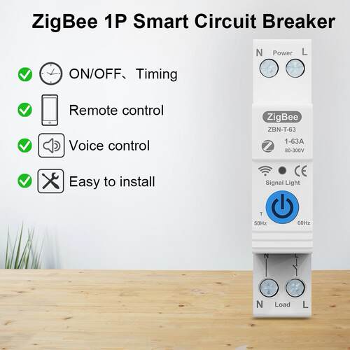 TUY智能断A路ZigBee开关1P器+N63ARMDZB-1P定控时开关语音制遥控