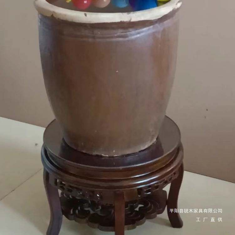 跳舞凳实木花架凳圆家用木头花架中式客厅盆景鱼缸酒坛水缸木底座