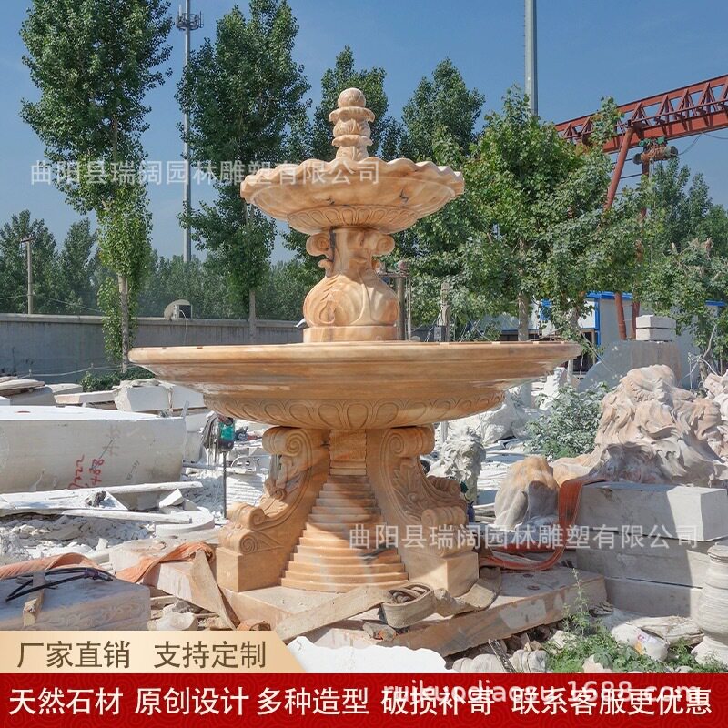 喷泉石雕大理石风水球欧式户外庭院花园装饰鱼池景观大型流水喷水
