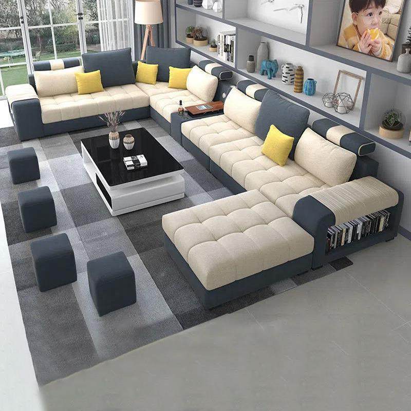 布艺沙发客厅奢现装代科简约农GCF村别轻墅U型免洗技布组合套大户
