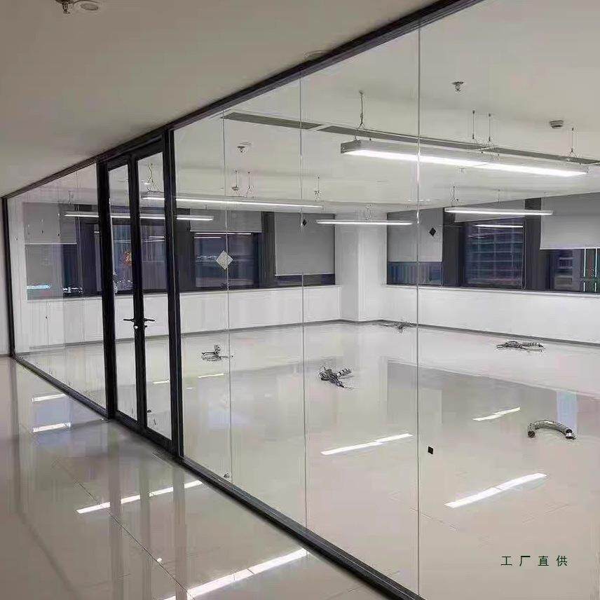 办公室玻璃隔断音墙金隔装修铝合钢化双层百叶间隔磨砂985屏风高