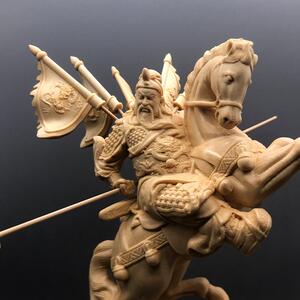 桧木雕刻客厅五关公旗骑马武财神关中件羽人物摆神143像创意式工