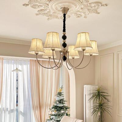 法式复古古中布艺灯客厅卧吊室主灯752新中式美式书房餐风厅实木