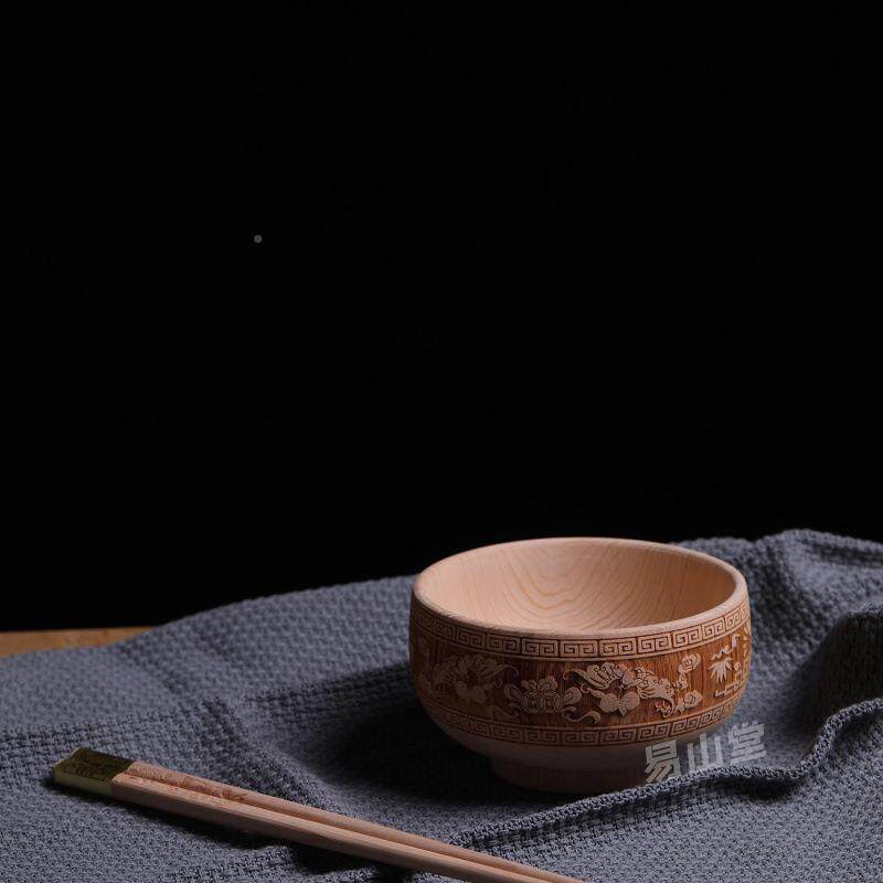 正儿宗红豆杉木碗实木汤碗成人家用s3mD2Mnz童宝具宝复古中式饭餐