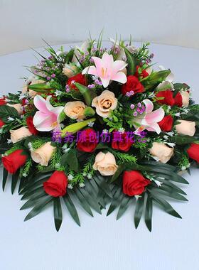 大圆桌花圆花形餐台桌动轻奢装花花摆花仿真花酒店饭店花电t59640