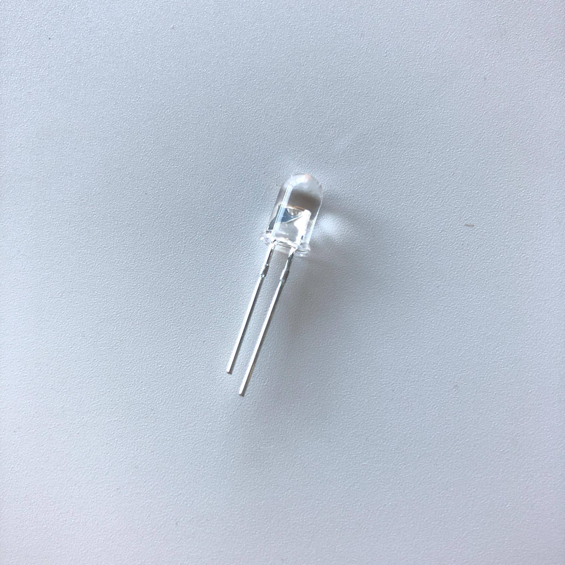 f5发光管5M红1M圆头二有边LED灯珠发红光蓝发光长短脚led白光蓝灯