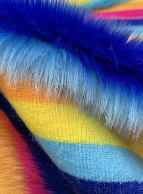 人造绒布色彩提花毛KED5色长提花长毛五色提毛花毛仿摊羊海派长毛