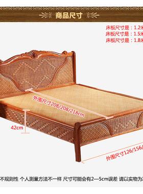 藤L印藤床1.8M真植物藤编床藤艺床7双人单人床实木LLY床尼1.5M制