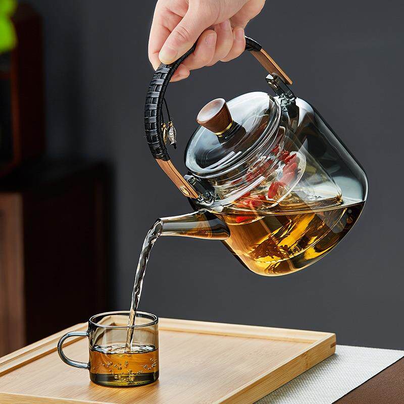日璃式炉耐热玻煮茶壶家用明火烧水电陶专用提梁壶蒸茶-器茶壶具