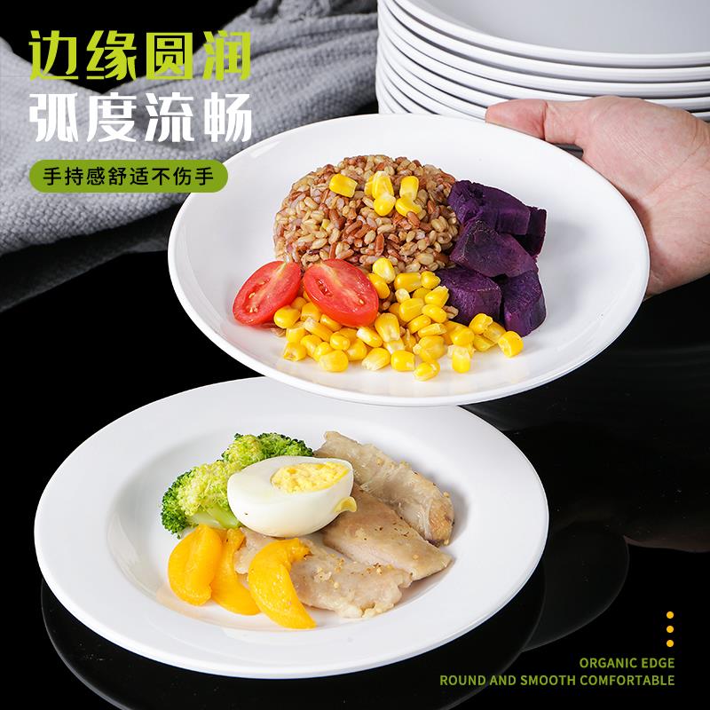 祥美密胺餐具色盘子圆形UCN塑料仿瓷餐盘源圆盘厅凉菜快餐盘餐白