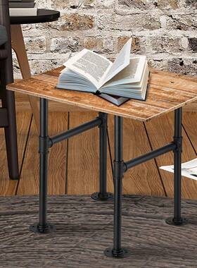 美式工业创意茶风30384几几桌腿水管铁实桌木艺子脚小支架工业风