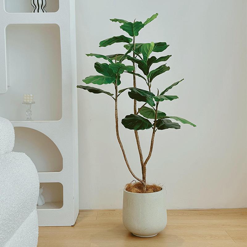 楼夏家仿真绿植叶琴榕室内高客装饰假树盆景端厅轻奢楼夏花花仿生