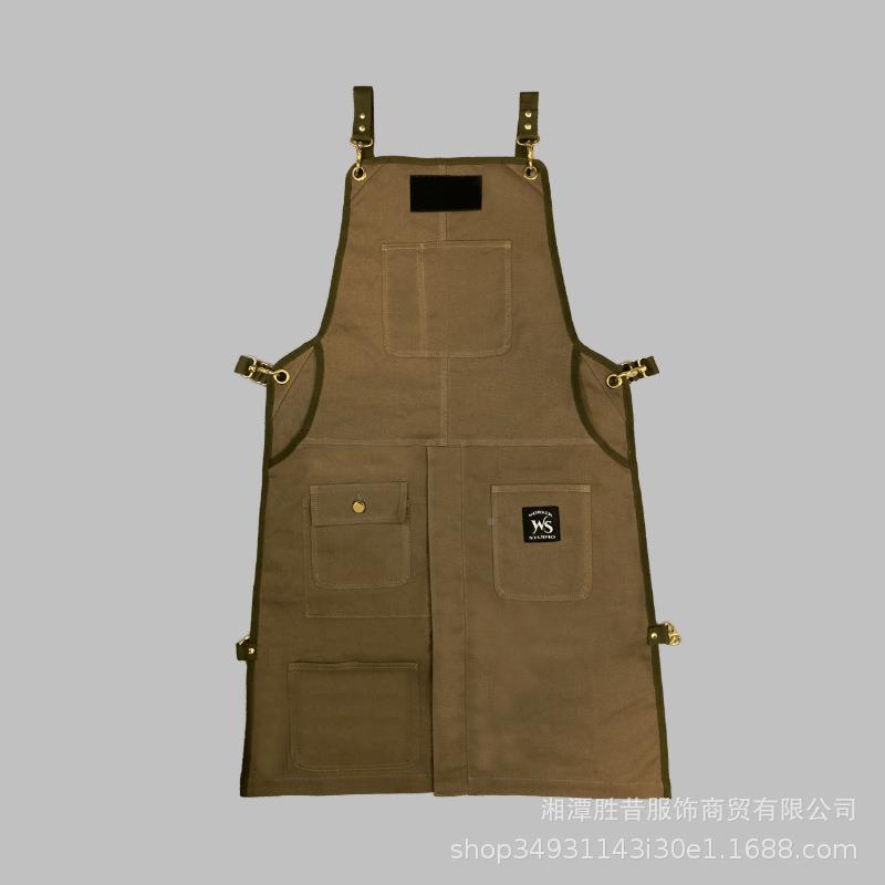 卡其袖色重磅帆布工装围裙复日式无纹身KPS头工作服古户外源工厂L