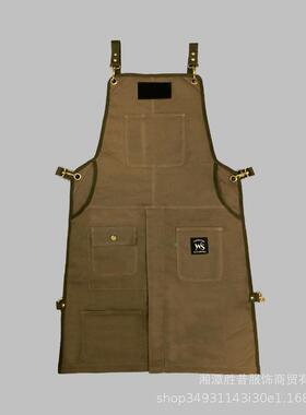 卡其袖色重磅帆布工装围裙复日式无纹身KPS头工作服古户外源工厂L