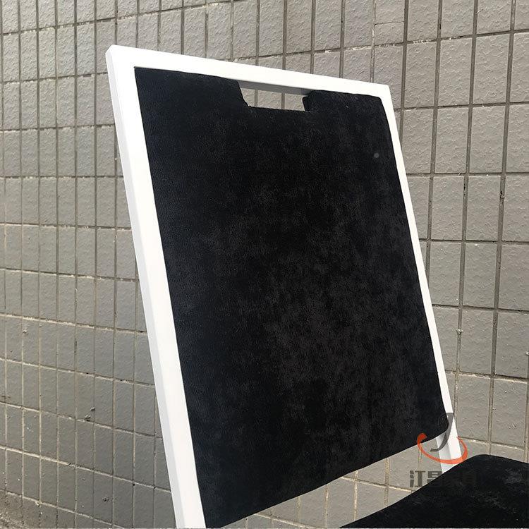 方管铁黑色绒布面星际ECL海酒店餐椅代软包绵现简约宴椅会椅