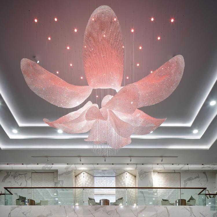 工酒花瓣造型店中式灯程灯具创意花瓣吊造型灯商场沙售楼部大型艺