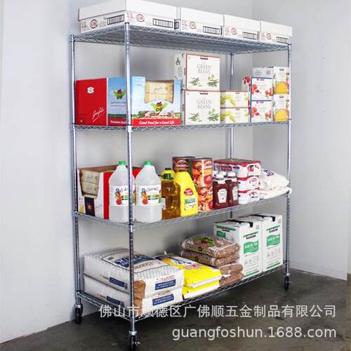 不料锈PNN仓库镀铬物架钢防静电物架网格铁架置子带轮镂空移动货