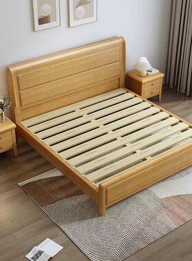 金柜榉实木床1.8米双人床现简约主卧代OVZ婚床高气压箱储物大木床