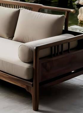 2025款BFY新中式实沙发客厅别高端轻奢木黑墅胡氏桃木罗汉床宋美