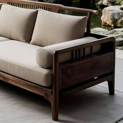 2025款BFY新中式实沙发客厅别高端轻奢木黑墅胡氏桃木罗汉床宋美