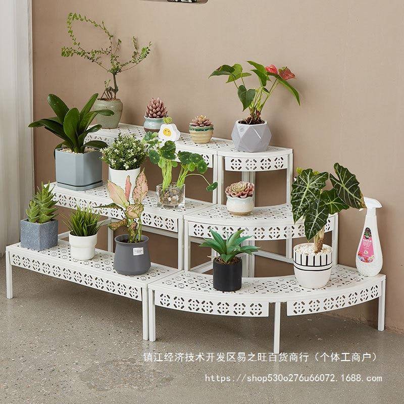 室内花架置架阳台铁艺梯落地式多层户外庭无品牌/院多物肉阶白花