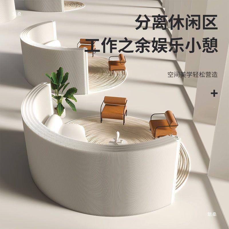 一公墙纸隔254白色纸墙屏风办景室分隔板可折叠屏风挡板直间背播