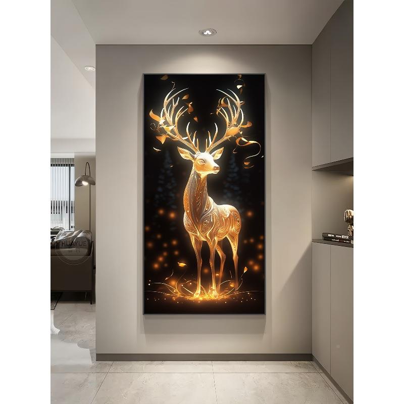 福鹿生财进奢玄关装LYSJ2023饰画轻走廊过道门大壁画灯高档气入户