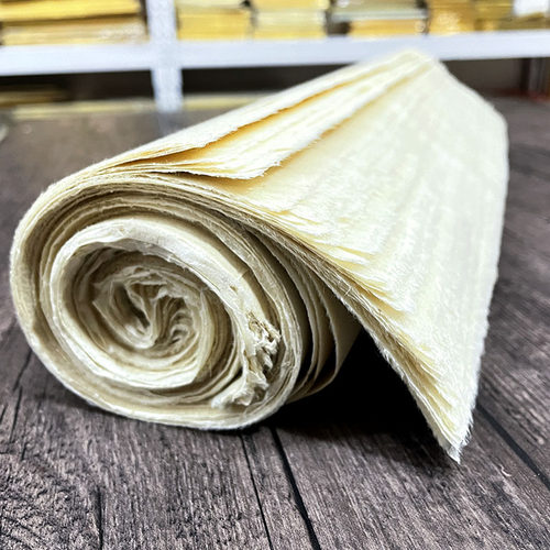 聚文堂超薄手工蝉翼毛边纸书法小行书练习半生熟四尺纯竹浆毛边纸