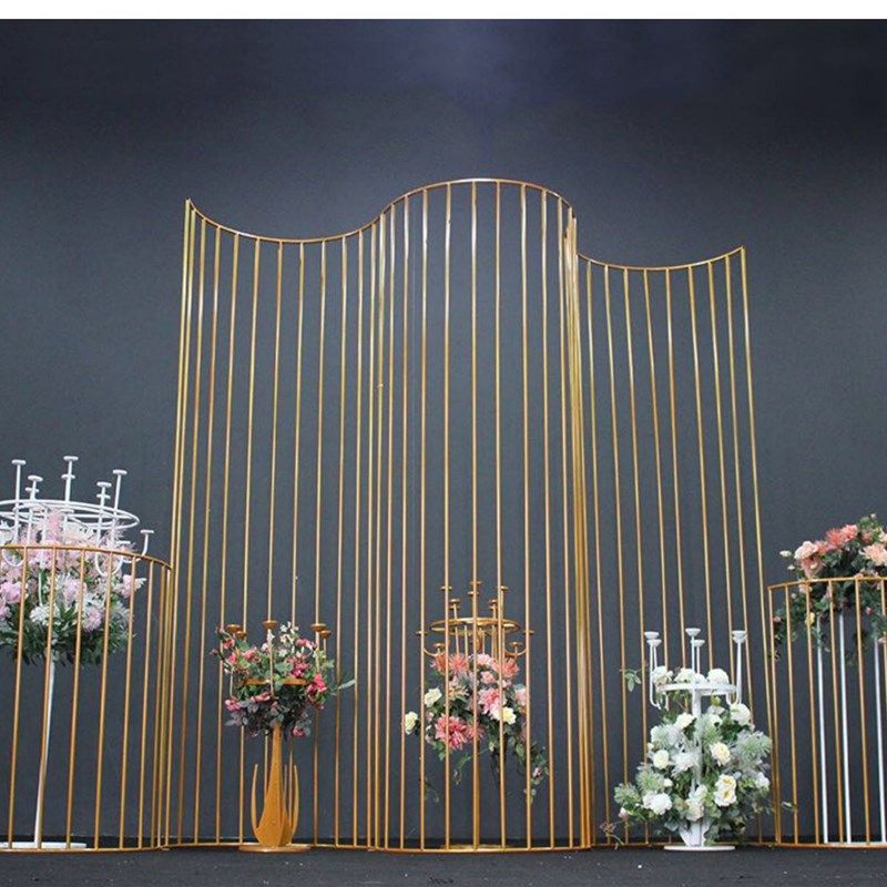 2019婚庆道具铁艺线条半圆屏风拱门路引婚礼舞台背景布置装饰摆件