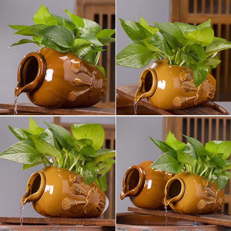 古法养鱼陶瓷流水罐生态鱼缸循环水过滤增氧庭院阳台造景装饰摆件