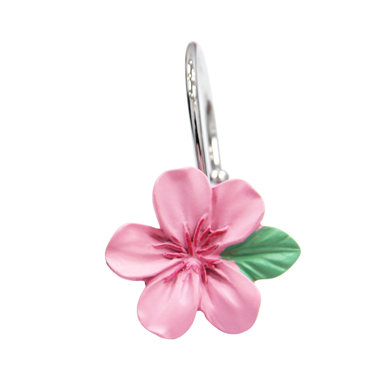 M默玛精致花朵浴帘挂钩浴帘环浴帘圈粉色花挂钩三生三世十里桃花