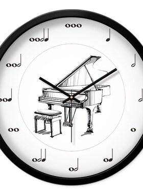 音乐符号钟表艺术机构培训教室时钟静音挂表摩门创意音符钢琴挂钟