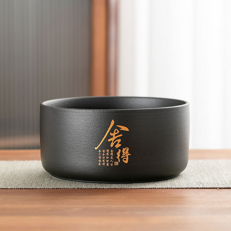 黑陶茶洗家用中式笔洗茶海茶桶缸陶瓷洗茶水盂茶筅杯洗茶道零配件