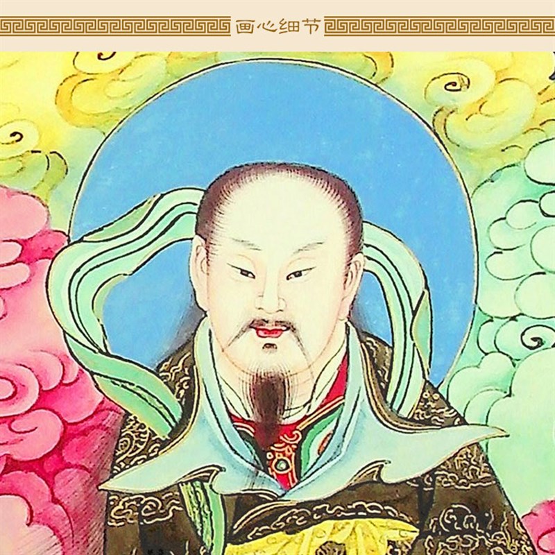 明代古画版 万法教主真武大帝神像画卷轴挂画 中式书房绢布装饰画