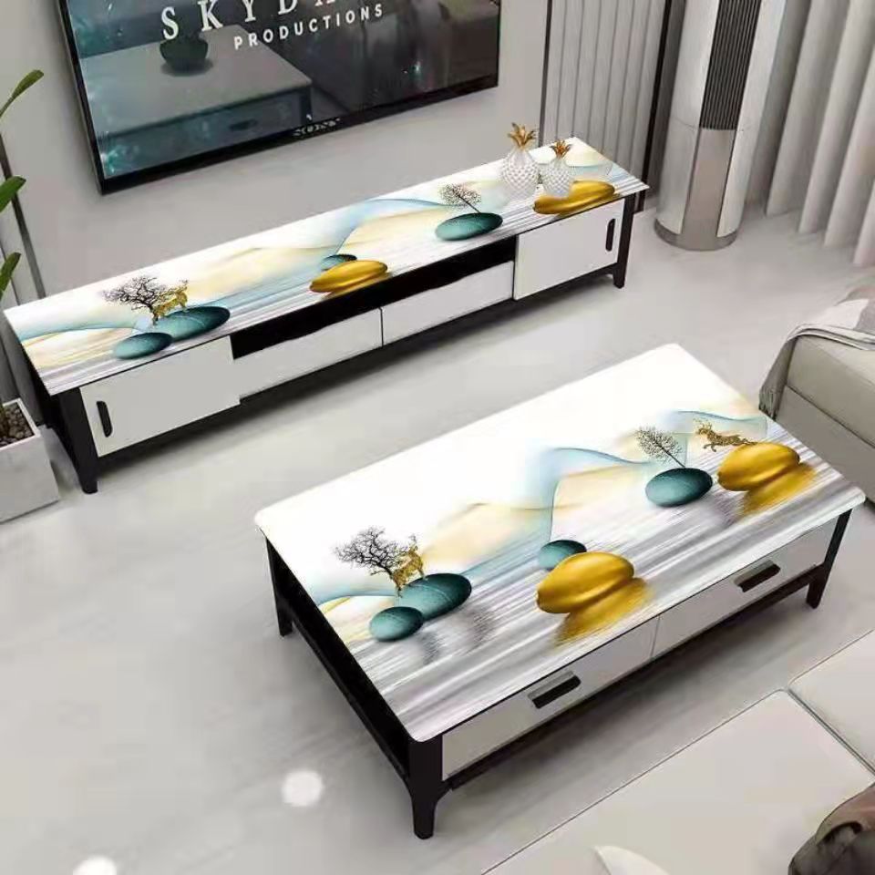 茶几桌布防水防油pvc软玻璃简约现代电视柜桌垫定制3d印花免洗