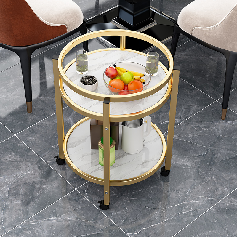 棋牌室专用茶几麻将机茶水架岩板麻将桌边层边几圆形烟灰茶水台