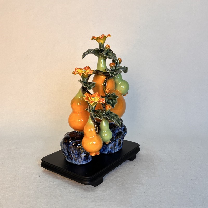 葫芦五福临门陶瓷摆件石湾公仔客厅高端装饰品