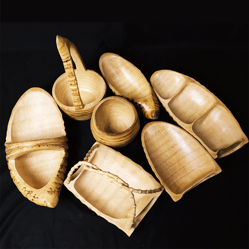 竹根水果盘竹制品茶具超大根雕中号点心盘酒店餐具竹头竹器工艺品