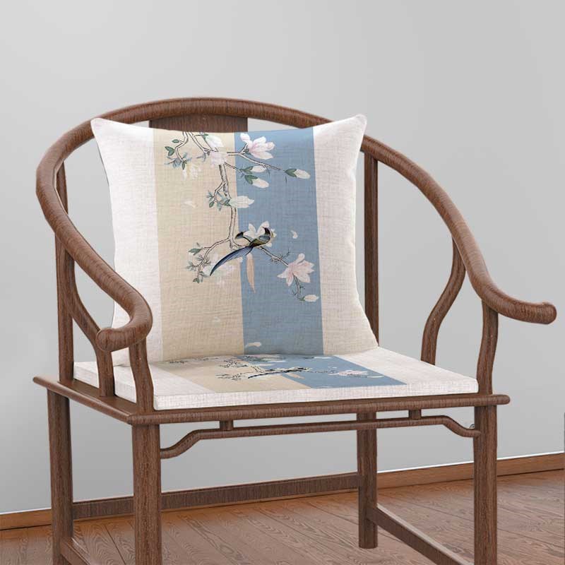 简约现代小清新玉兰抱枕坐垫垫圈椅茶椅餐椅垫子官帽椅垫