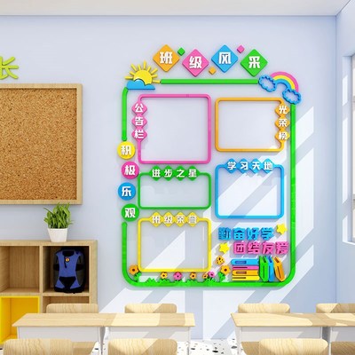 班级风采照片墙荣誉展示榜教室文化墙装饰公告栏布置学习园地墙贴