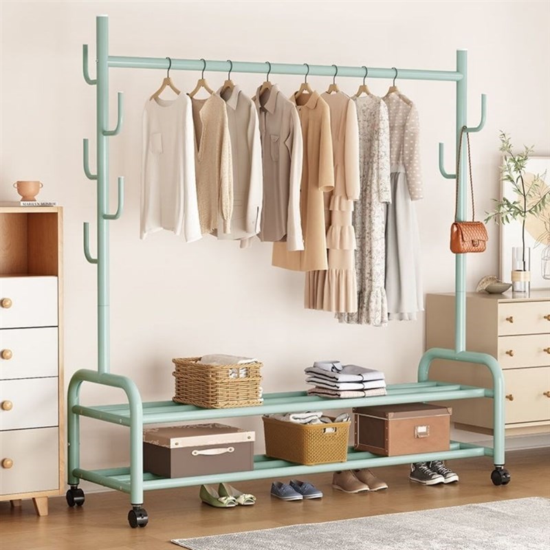 加粗晾衣架落地室内晒衣架阳台卧室挂衣架子家用简易单杆式衣帽架