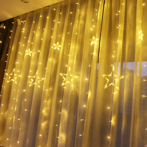 五角星星灯窗帘节日灯套装主播背景墙房间装饰美化彩灯闪灯串灯
