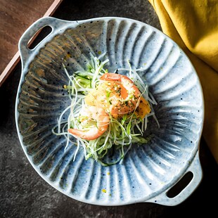 盘子菜盘家用2025新款精致漂亮的餐盘陶瓷双耳盘釉下彩高级感餐具