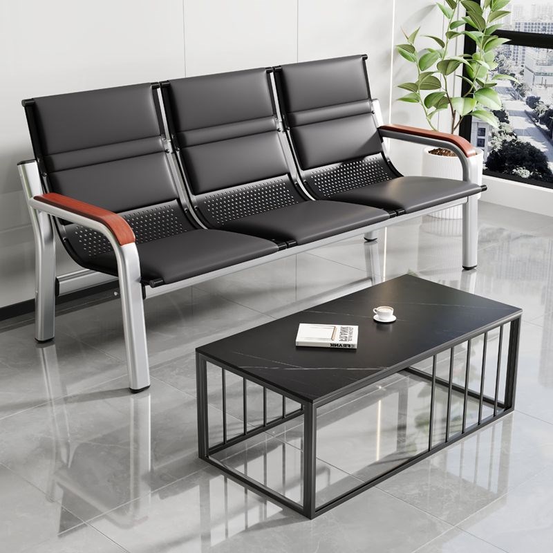 办公沙发茶几连排椅三人位沙发铁架候诊排椅等候椅长条椅简约