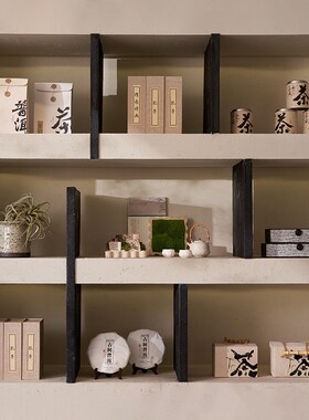 开放格展示柜子软装饰品套装侘寂风客厅书房家居摆设艺术软装设计