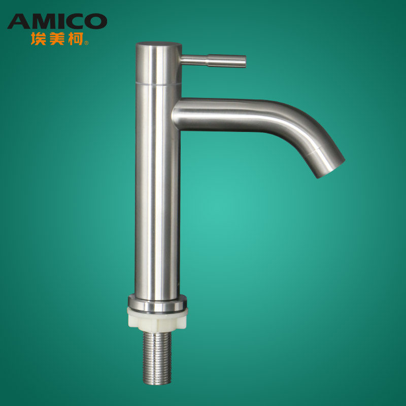 埃美柯304不锈钢单冷面盆龙头ML52家用宾馆服务区公用洗手单水嘴