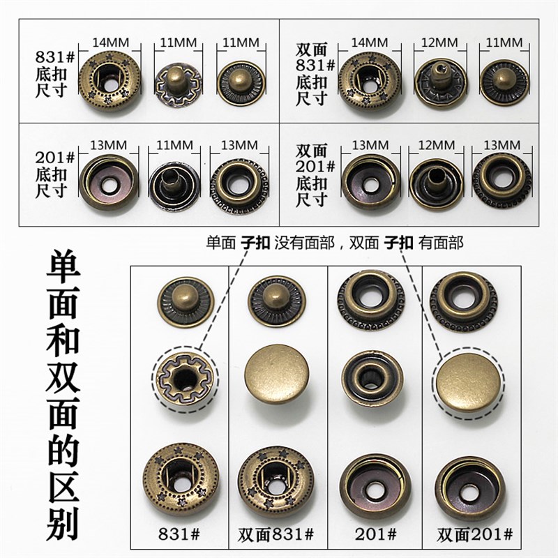 青花瓷四方四合扣 花朵树叶宝石印花按扣纽扣扣子DIY钱包皮具暗扣