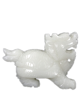 天然白玉龙龟摆件石雕龙龟玉石玄武九龙子客厅办公室玄关家居装饰