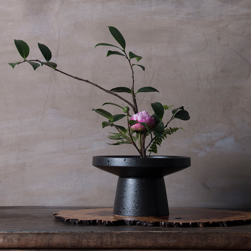 高脚插花器花道花艺设计中华花艺人文茶席花盆创作剑山插花器皿