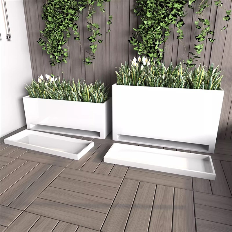 不锈钢种植花箱组合带接水盘室内外阳台金属花盆庭院成品花池定制